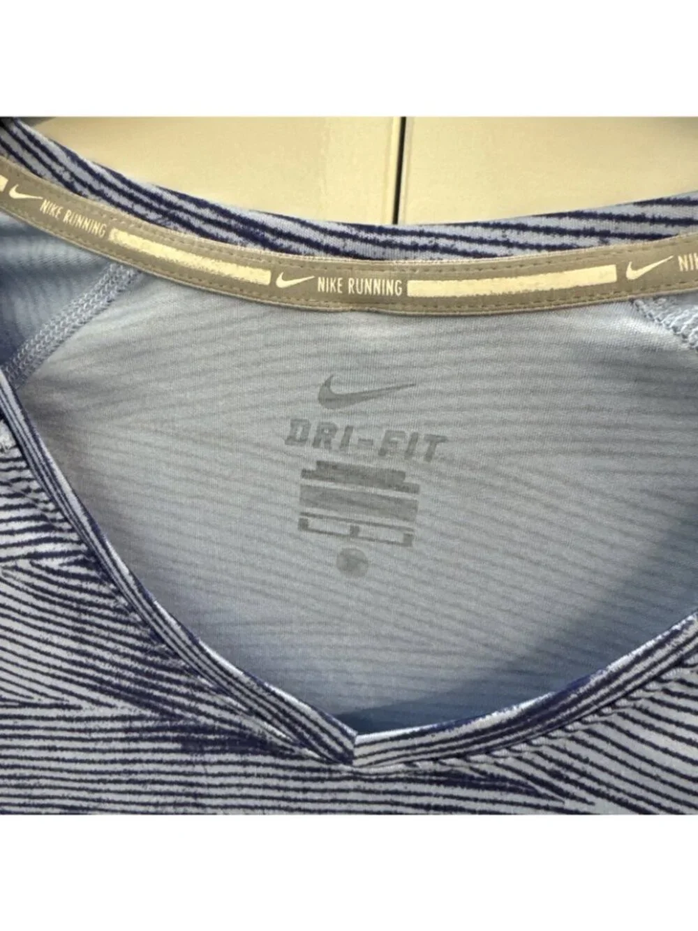 Nike Millar M Dri-fit Running Blue Striped Short Sleeve T‎ Shirt